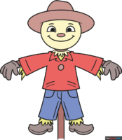 How to Draw an Easy Cartoon Scarecrow