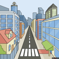 How to Draw an Easy City in One-Point Perspective