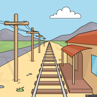 How to Draw an Easy Train Track in One Point Perspective