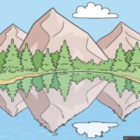How to Draw an Easy Reflection Drawing - Mountain Landscape