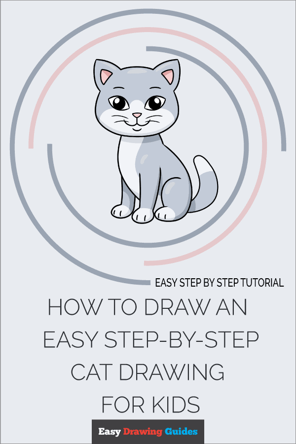 How to Draw an Easy Step-by-Step Cat Drawing for Kids Pinterest Image