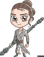 How to Draw Chibi Rey from Star Wars