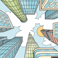 How to Draw Easy Buildings and Sky in One Point Perspective