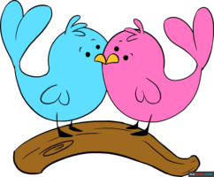 How to Draw Love Birds