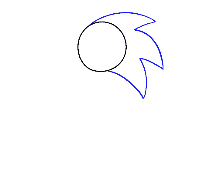 How to draw sonic the hedgehog Step: 2