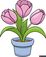 How to Draw Tulips in a Pot