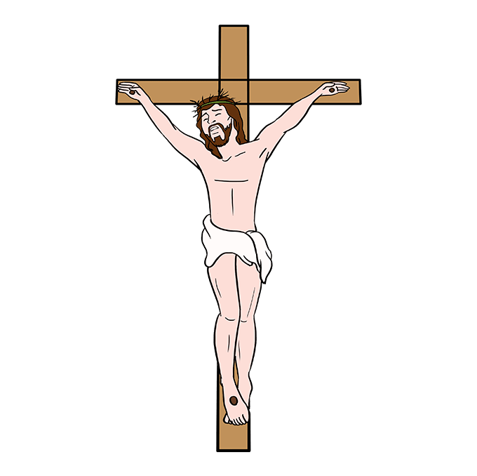 How to Draw Jesus on the Cross Step 10