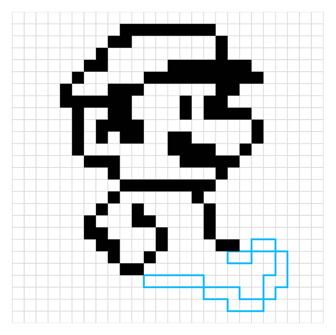 Mario Pixel Art step-by-step drawing tutorial: step 07