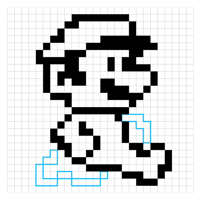 Mario Pixel Art step-by-step drawing tutorial: step 08