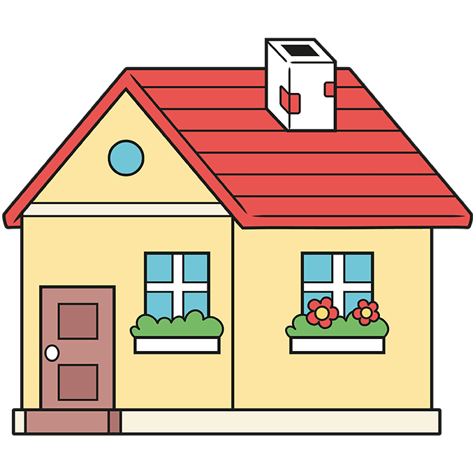 Simple House step-by-step drawing tutorial: step 10