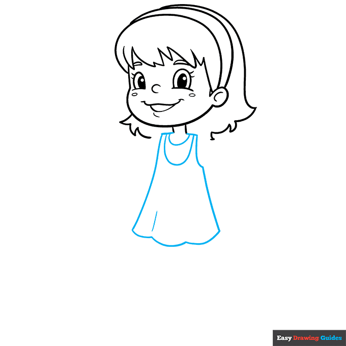 Cartoon Girl step-by-step drawing tutorial: step 6