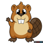 easy cartoon beaver step-by-step drawing tutorial: 10