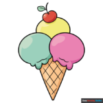 easy cartoon ice cream cone step-by-step drawing tutorial: 10